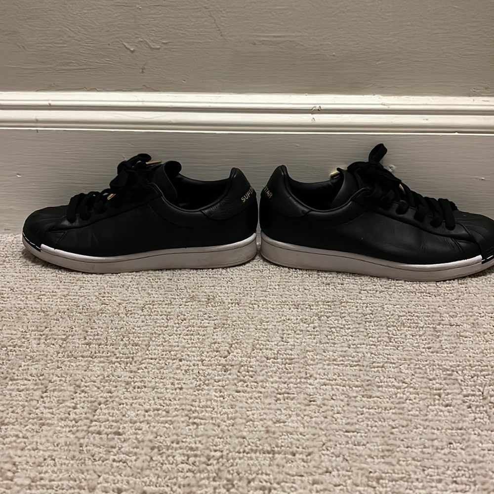 adidas Originals Black and White Sneakers gold accents